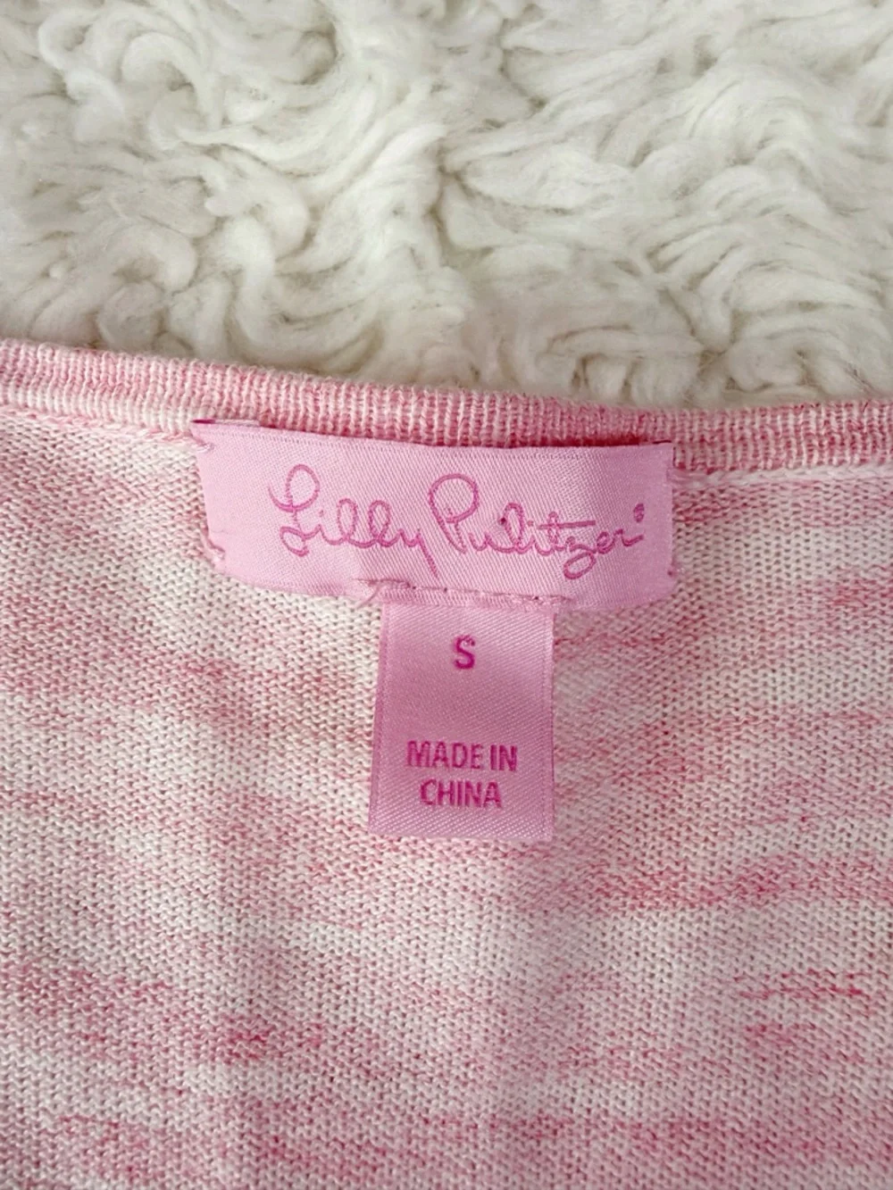 Lilly Pulitzer Woman Pink Cotton Wool V-Neck Ruffle Flare Top SMALL Coquette - Picture 5 of 11